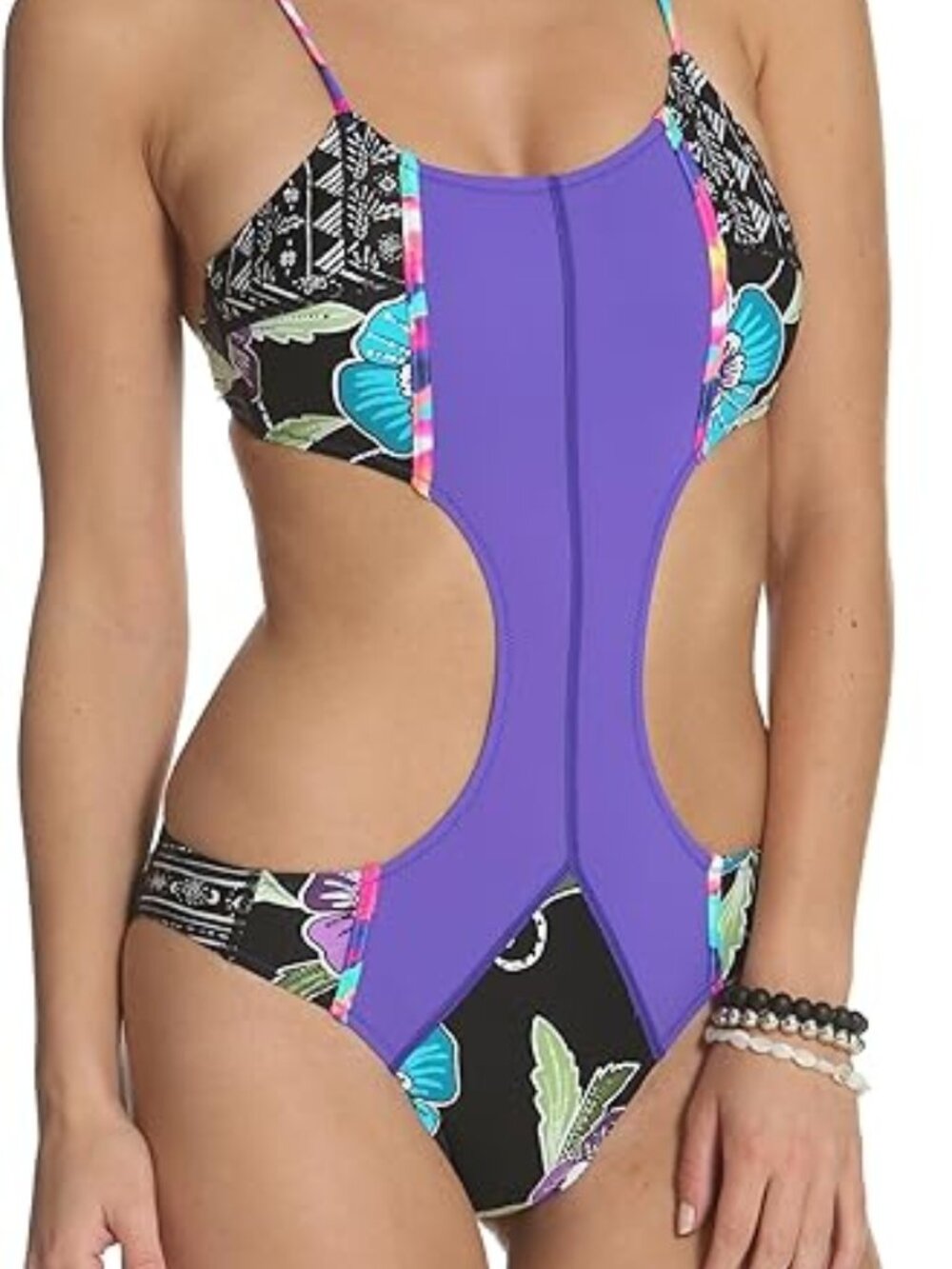Kuleana Monokini Swimsuit Purple Cutout Tassel Tie One Piece